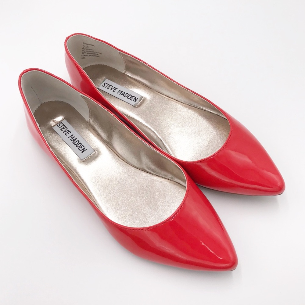 Steve Madden Emmpier Red Faux Patent Leather Flats